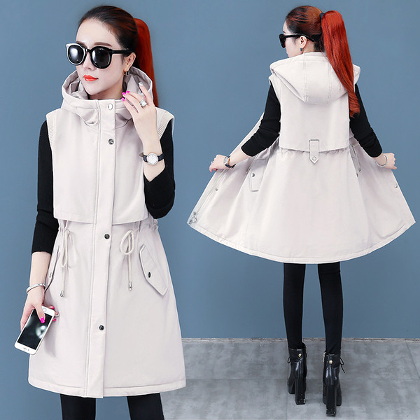 Γυναικείο χειμερινό γιλέκο με μαλακή επένδυση και κορδόνια στη μέση