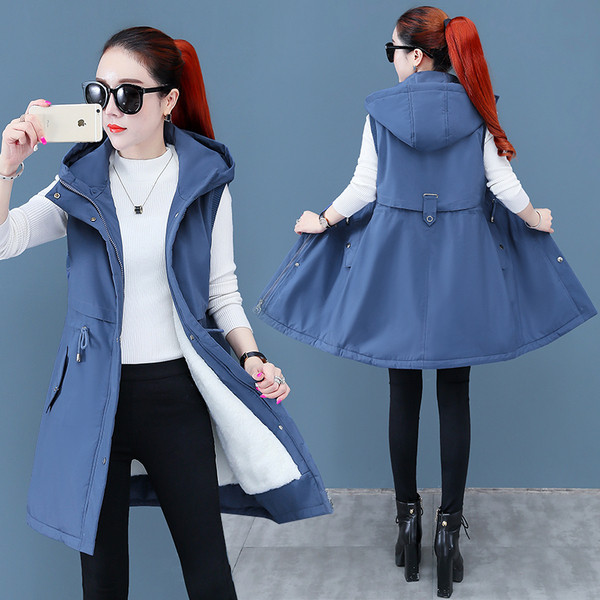 Γυναικείο χειμερινό γιλέκο με μαλακή επένδυση και κορδόνια στη μέση