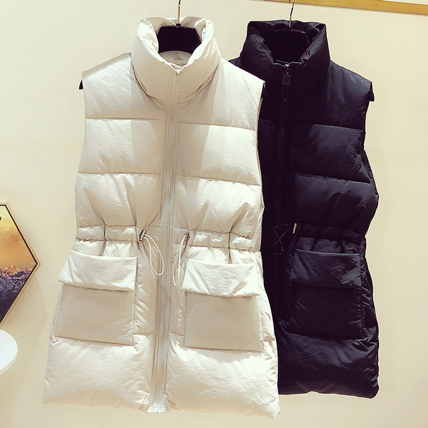 Új modell női mellény zsebekkel és nyakkendőkkel