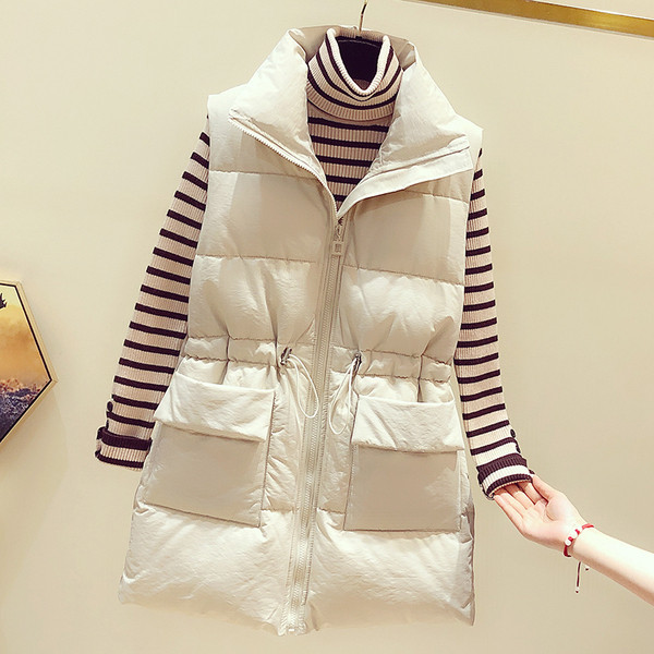 Új modell női mellény zsebekkel és nyakkendőkkel