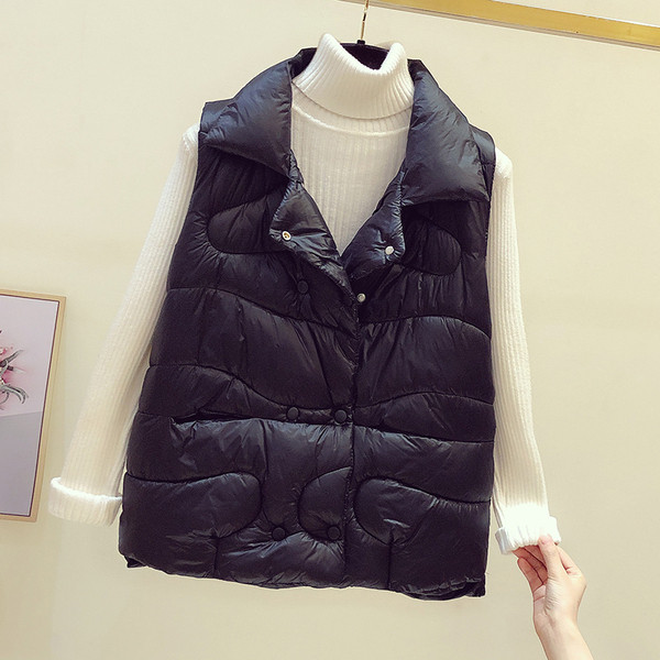 Γυναικείο casual γιλέκο με κουμπιά και τσέπες