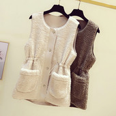 Női pehelymellény zsebekkel és gombokkal