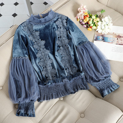 Γυναικείο πουκάμισο με τούλι και δαντέλα σε διάφορα χρώματα