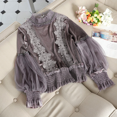 Γυναικείο πουκάμισο με τούλι και δαντέλα σε διάφορα χρώματα