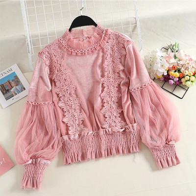 Γυναικείο πουκάμισο με τούλι και δαντέλα σε διάφορα χρώματα