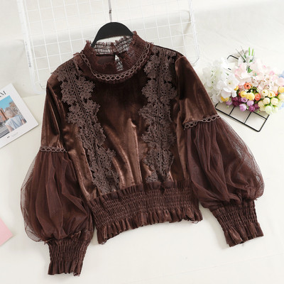 Γυναικείο πουκάμισο με τούλι και δαντέλα σε διάφορα χρώματα