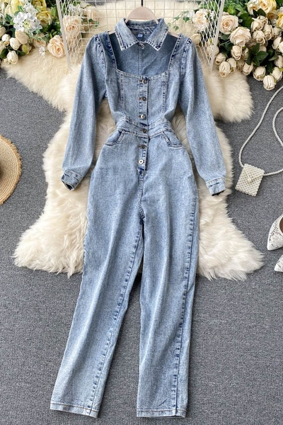 Modern női overall klasszikus gallérral