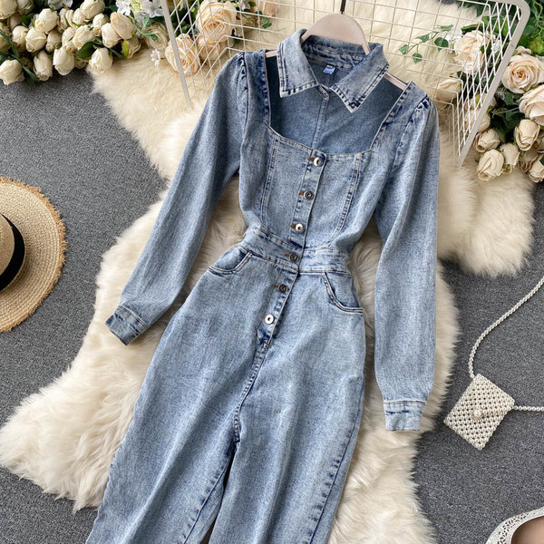 Modern női overall klasszikus gallérral