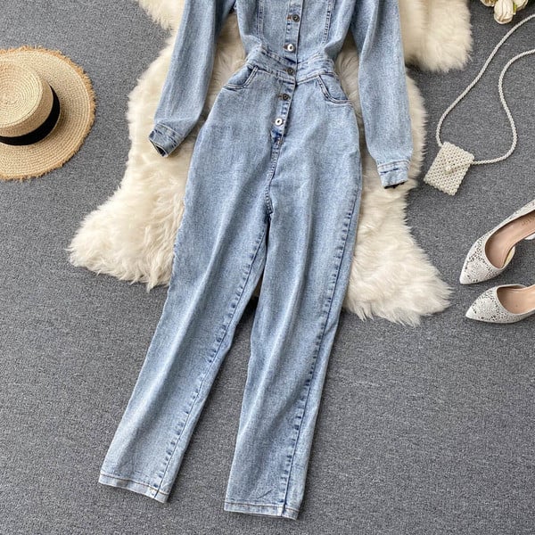 Modern női overall klasszikus gallérral