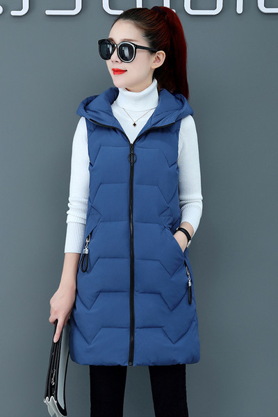 Γυναικείο μακρύ γιλέκο με κουκούλα και μεγέθη έως 3XL