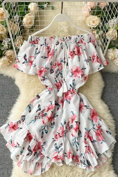 Γυναικείες ολοσωμες φόρμες με φλοράλ πριντ και κορδόνια