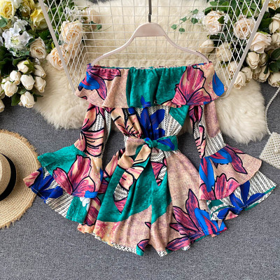 Mitmevärviline trükiga naiste kombinesoon