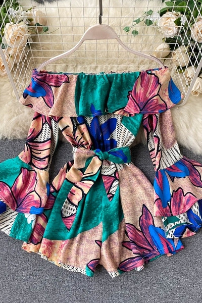 Mitmevärviline trükiga naiste kombinesoon