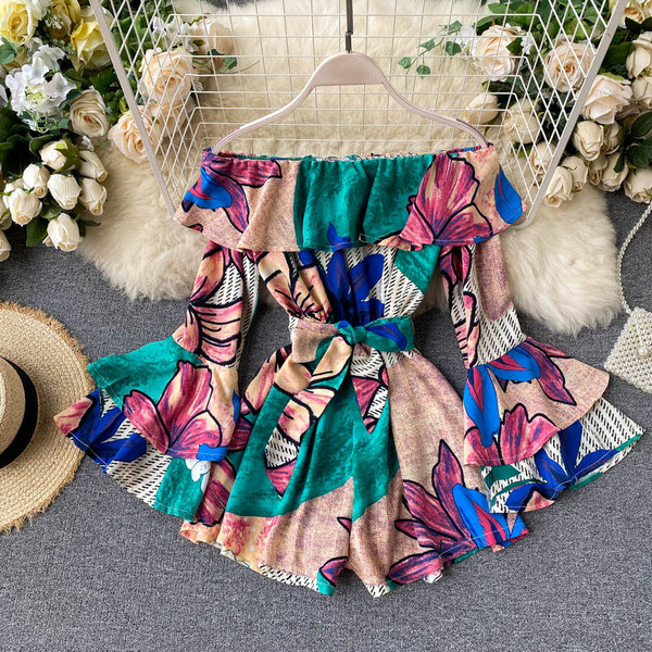 Mitmevärviline trükiga naiste kombinesoon