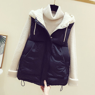 Γυναικείο γιλέκο καθημερινό με κουκούλα και κουμπιά