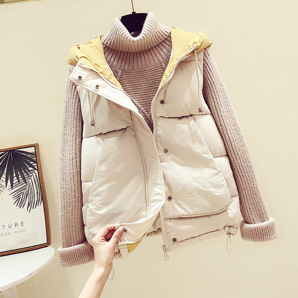 Γυναικείο γιλέκο καθημερινό με κουκούλα και κουμπιά