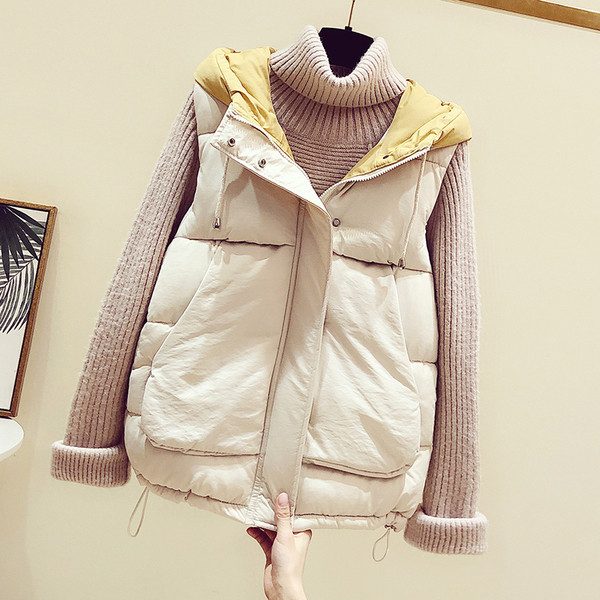 Γυναικείο γιλέκο καθημερινό με κουκούλα και κουμπιά