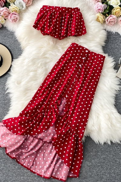 Moodne naiste top ja pika seeliku komplekt