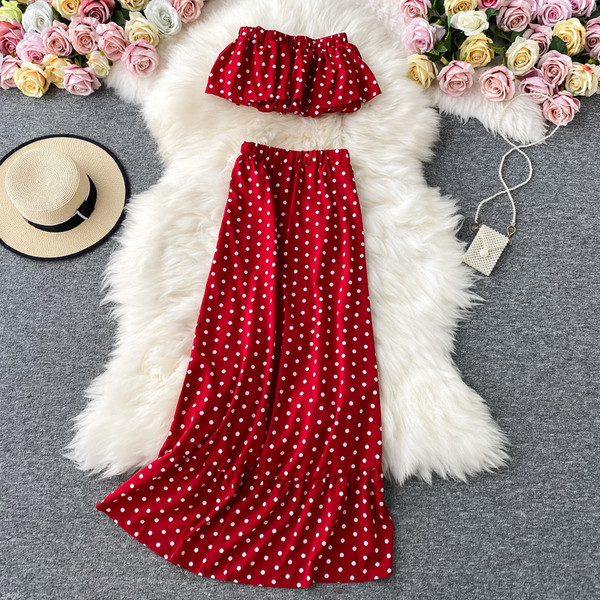 Moodne naiste top ja pika seeliku komplekt