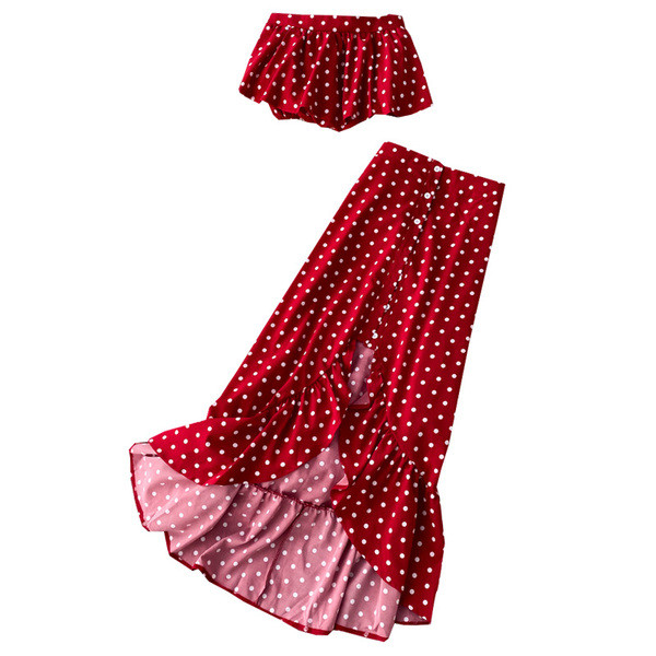 Moodne naiste top ja pika seeliku komplekt