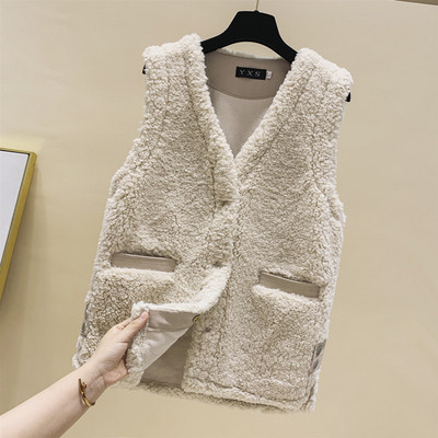 Sieviešu dūnu veste ar pogām un kabatām divās krāsās