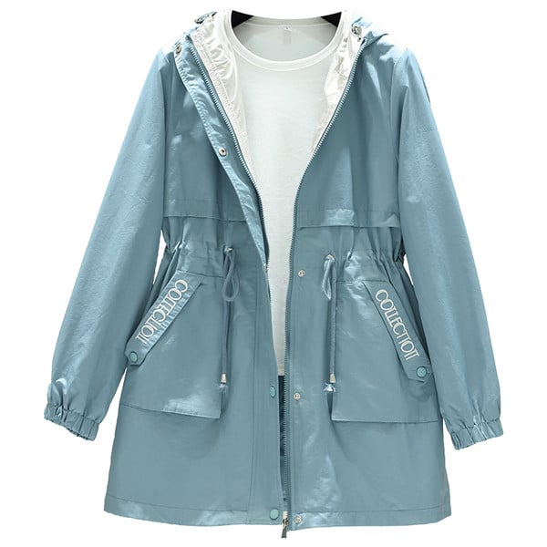 Naiste vabaaja jope kapuutsiga ja kirjadega