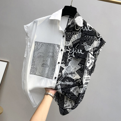 Uue mudeli klassikalise krae ja lühikeste varrukatega naiste särk