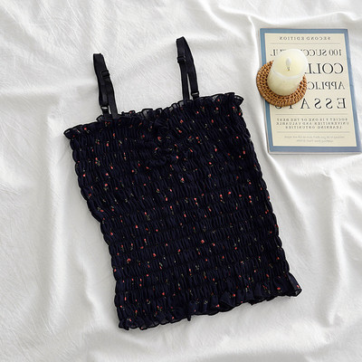 Maieu casual de damă, cu bretele subțiri și model floral