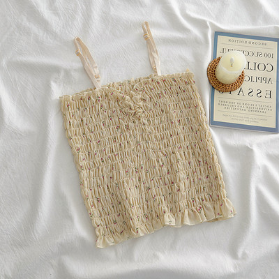 Maieu casual de damă, cu bretele subțiri și model floral