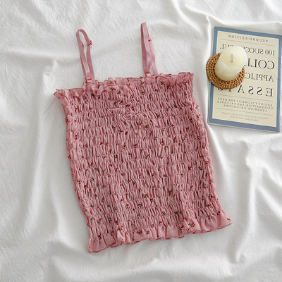 Maieu casual de damă, cu bretele subțiri și model floral