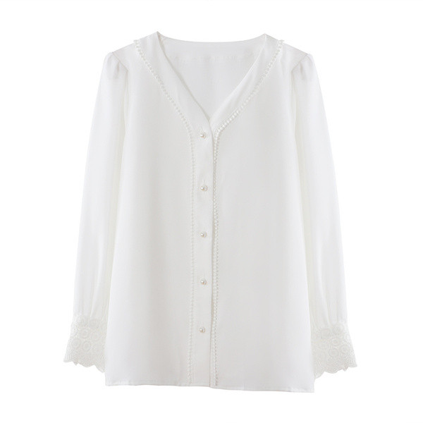 Stílusos női ing gombokkal és V-nyakkal