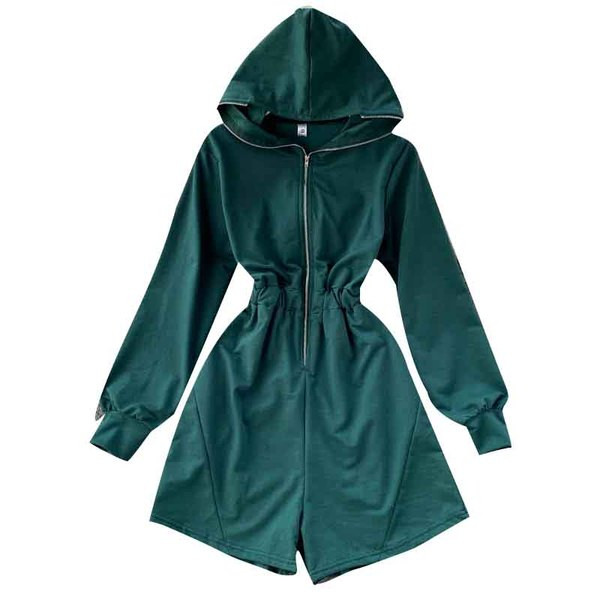 Sieviešu ikdienas kombinezons ar kapuci un rāvējslēdzēju