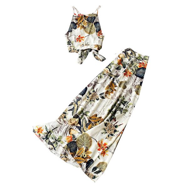 Modern női felső és szoknya szett virágmintával