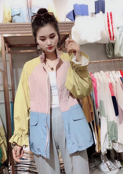 Modern női őszi kabát cipzárral és zsebekkel két színben