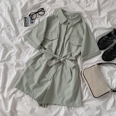 Casual γυναικείες φόρμες με κλασικό γιακά και κορδόνι στη μέση