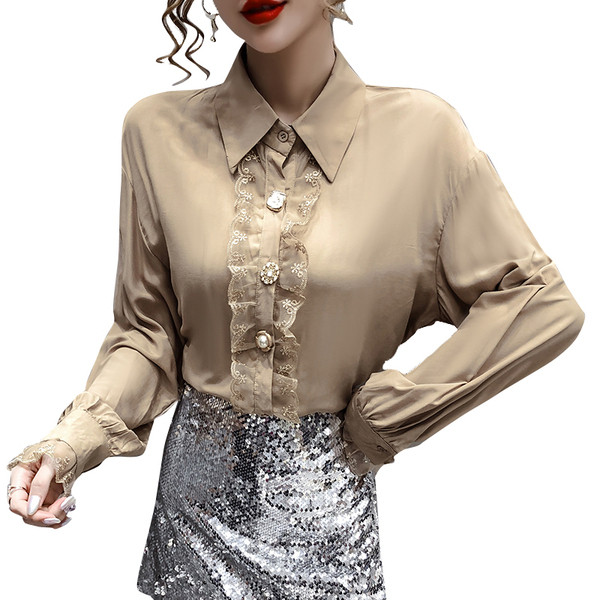 Új modell női ing csipkével és gombokkal