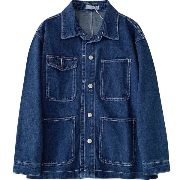 Γυναικείο casual τζιν μπουφάν μοντέλο με κλασικό γιακά  και τσέπες