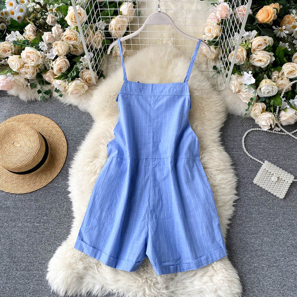 Kék, zsebes női overall