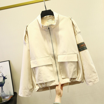 Γυναικείο casual σακάκι άνοιξη-φθινοπωρινό με φερμουάρ και τσέπες