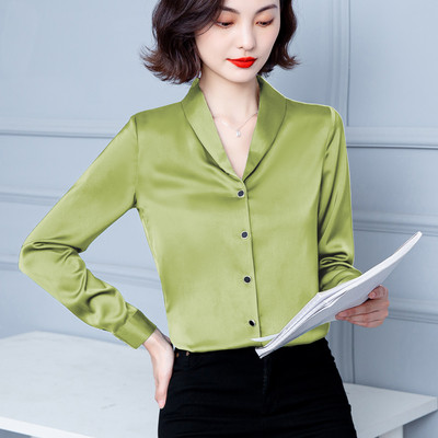 Camasa dama model nou din satin cu maneci lungi