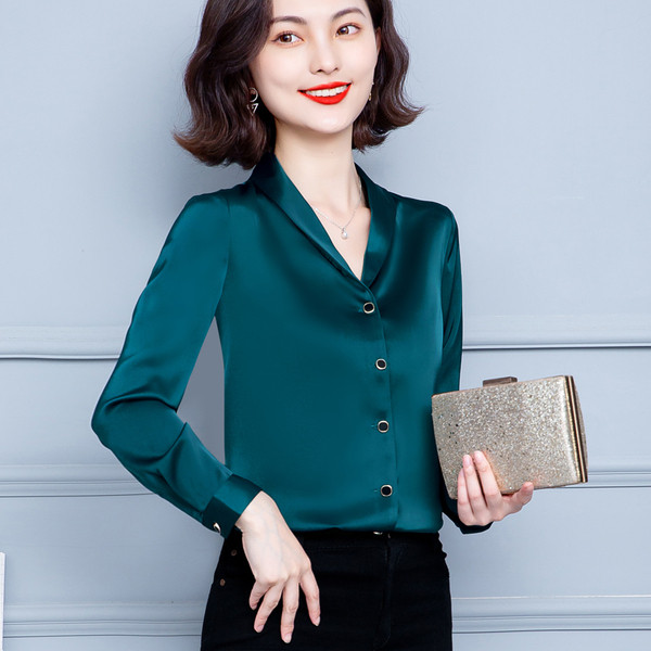 Camasa dama model nou din satin cu maneci lungi