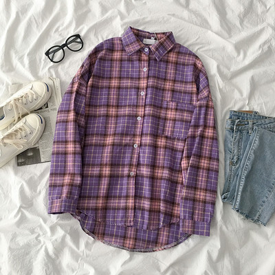 Alkalmi női kockás ing klasszikus gallérral