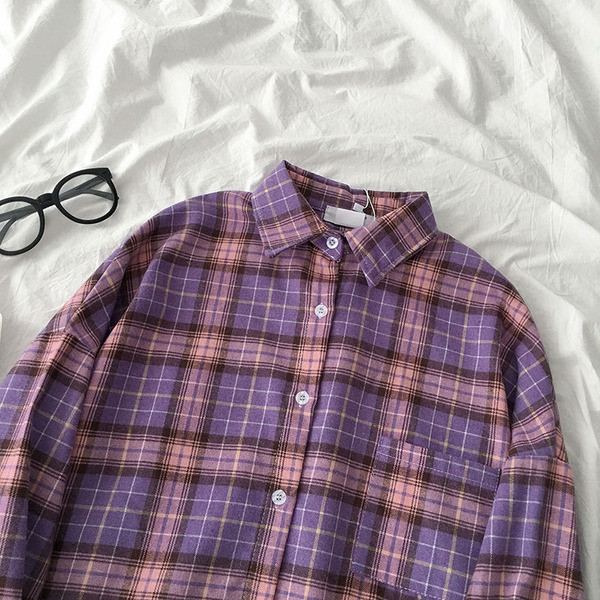 Alkalmi női kockás ing klasszikus gallérral