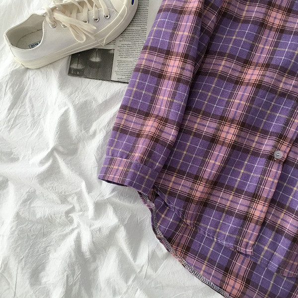 Alkalmi női kockás ing klasszikus gallérral