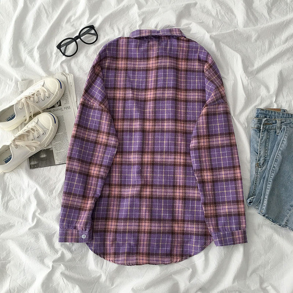 Alkalmi női kockás ing klasszikus gallérral