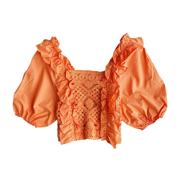 Stiilne naiste kootud lühike laiade varrukatega pluus