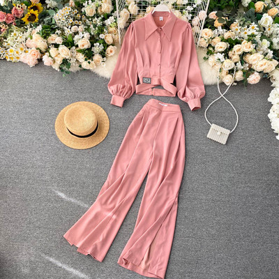 Naiste vabaaja komplekt kahest osast - särk ja pikad püksid