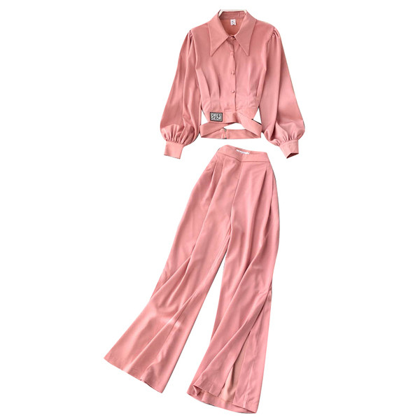 Naiste vabaaja komplekt kahest osast - särk ja pikad püksid