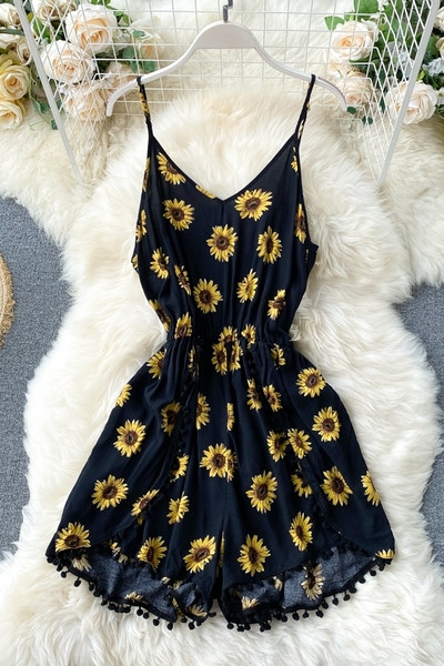 Moodne päevalilletrükiga naiste kombinesoon