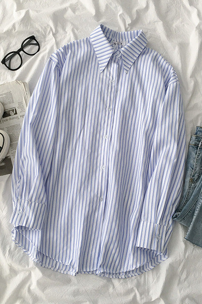 Csíkos női ing klasszikus gallérral